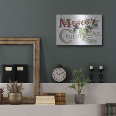Art mural en métal luxueux «Vintage Merry Christmas» par Cindy Jacobs, 16 po x 12 po