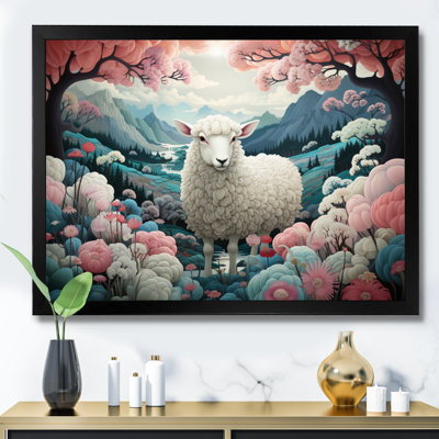 «Teal surréaliste Sheepland I», reproduction sur toile