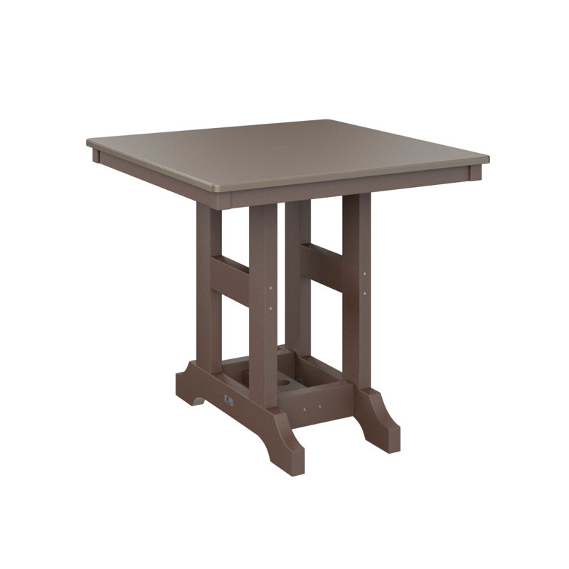 Garden Classic Outdoor Square Dining Table, Chocolate Brown, 30.87" H x 33" W x 33" D, Hammered Top Bronze