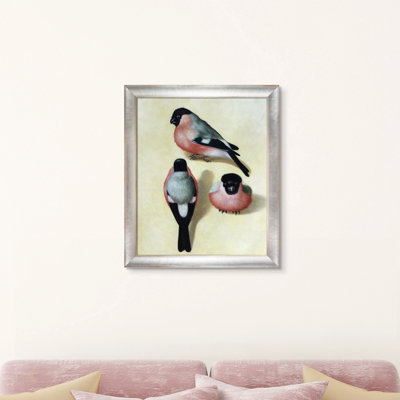 Trois bouvreuils, reproduction d'art encadrée