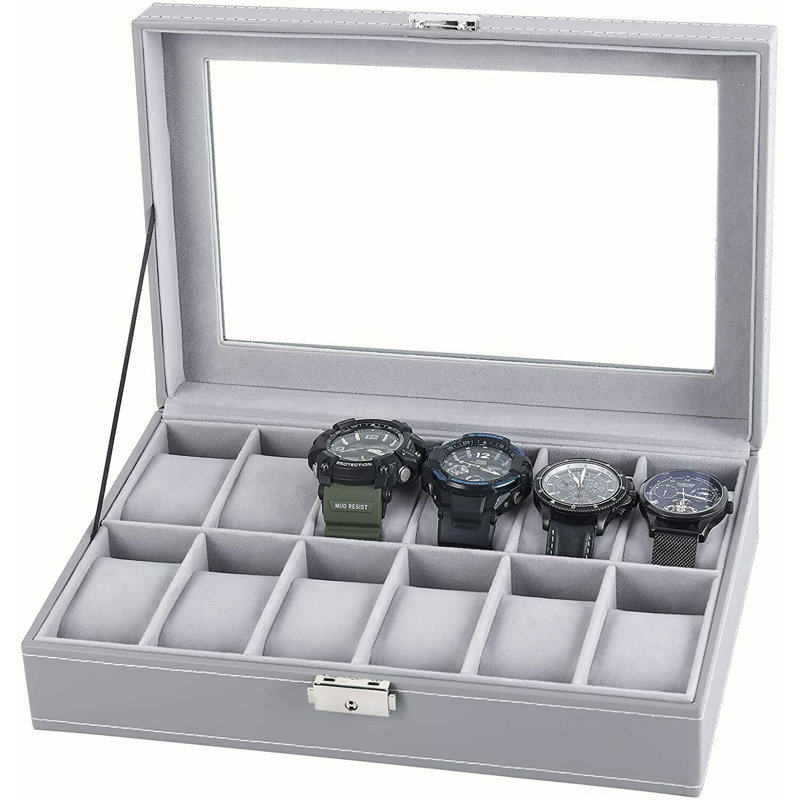 Boîte à montre en cuir, Gris