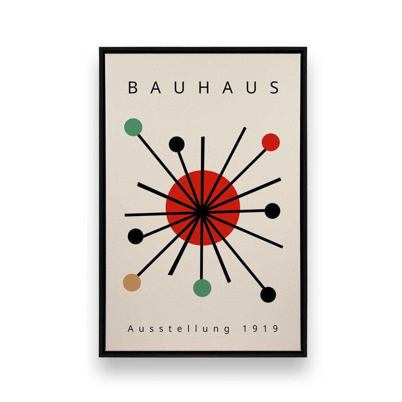 «Bold Bauhaus Burst», reproduction sur toile, Cadre flottant noir, H 48,75 po x l 32,75 po