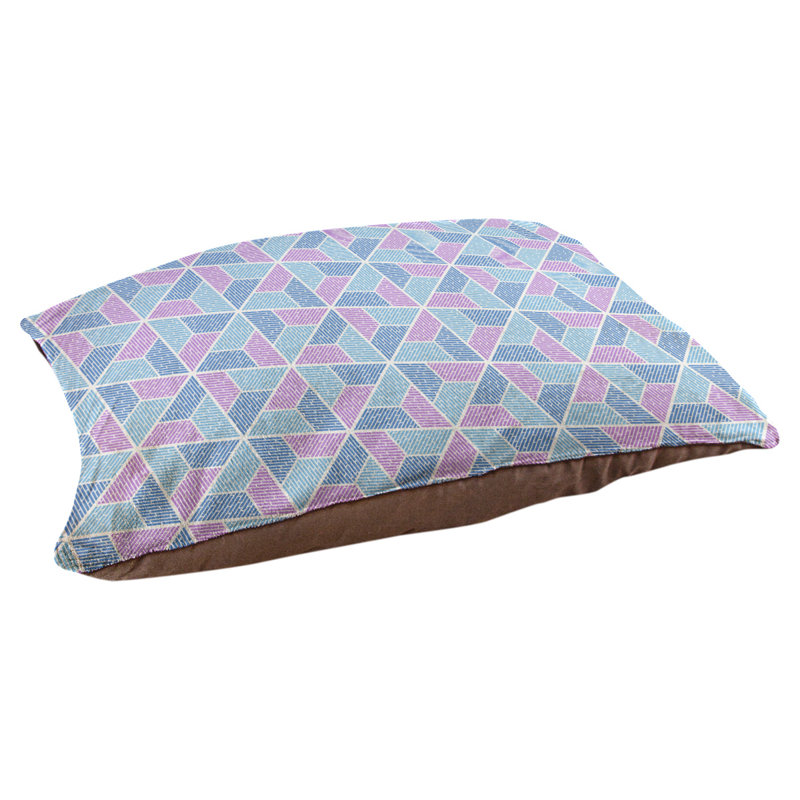 Coussin pour chien Byrge Trapezoids, Grand (l 40 po x P 30 po x H 32,5 po), Mauve / bleu / cyan