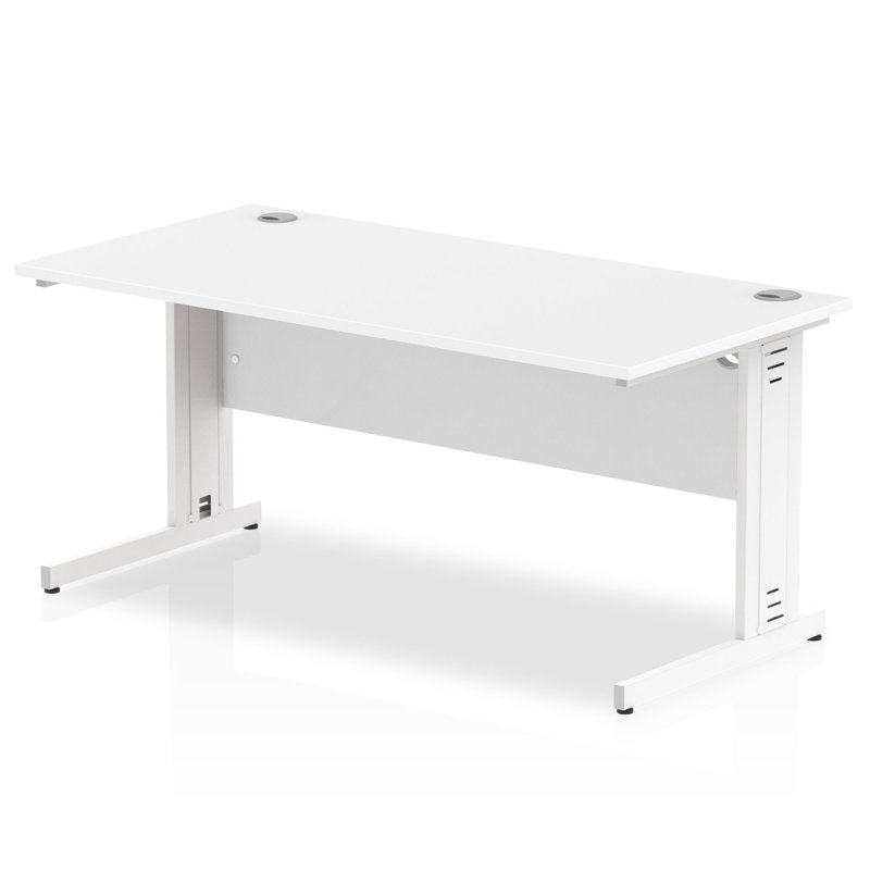 Impulse Metal Base Computer Desk, White, 73cm H x 160cm W x 80cm D, White