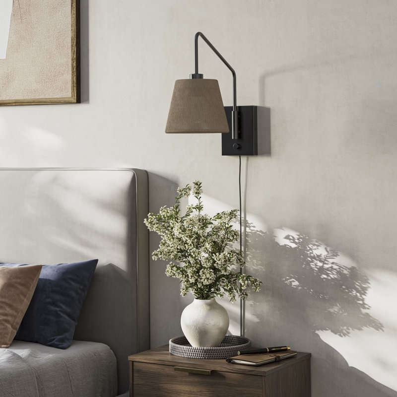 Avec 7 in. 1-Light Matte Black Coastal Wall Sconce
