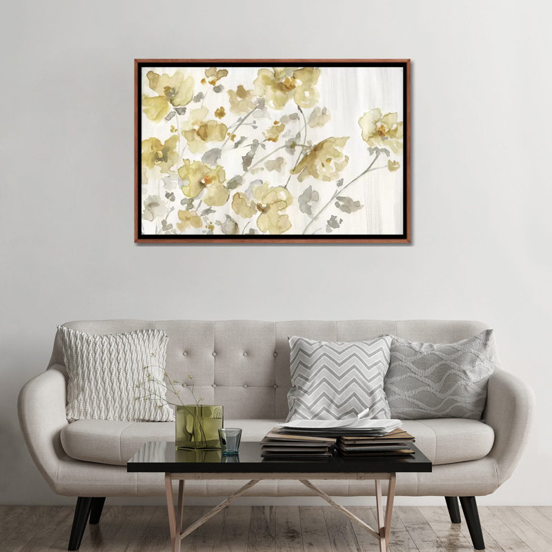 «Blooming Neutral» par Nan - impression, Cadre brun classique, H 32 po x l 48 po x P 1,5 po