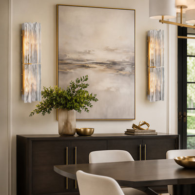 2 - Light Large 30" Wall Sconces With Water Ripple Glass