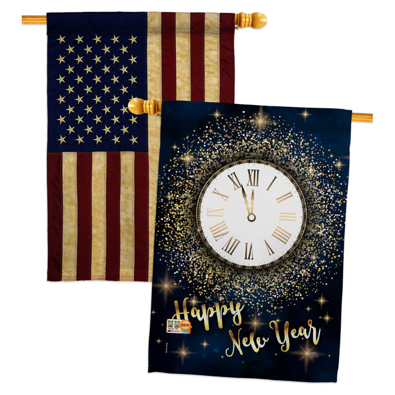 Double Sided 40'' H x 28'' W Polyester New Year's House Flag