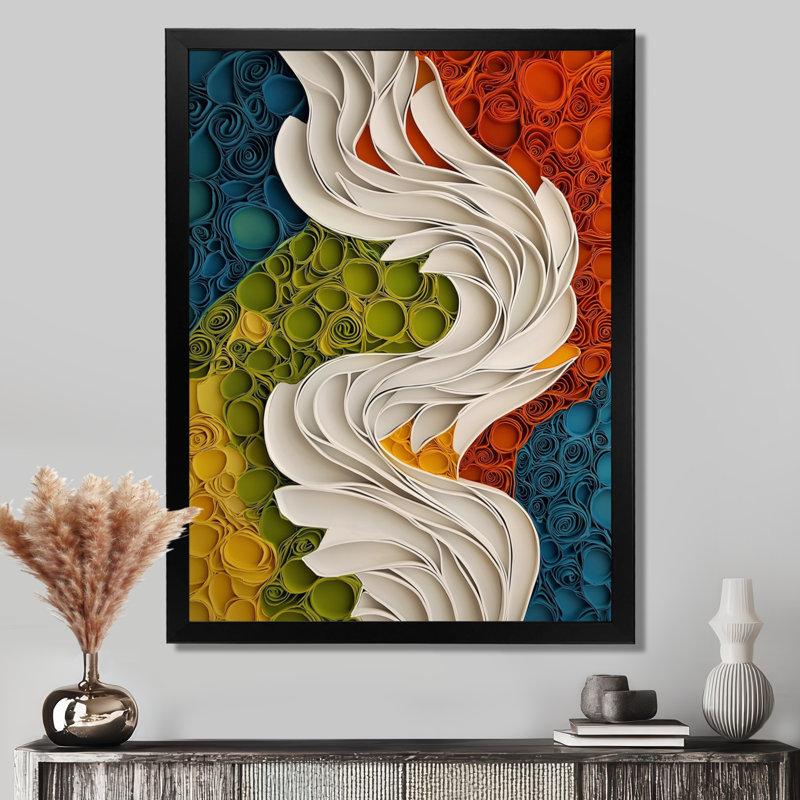 Oras - Abstract Canvas Wall Art, Black, 20" H x 12" W, Single Picture Framed Print
