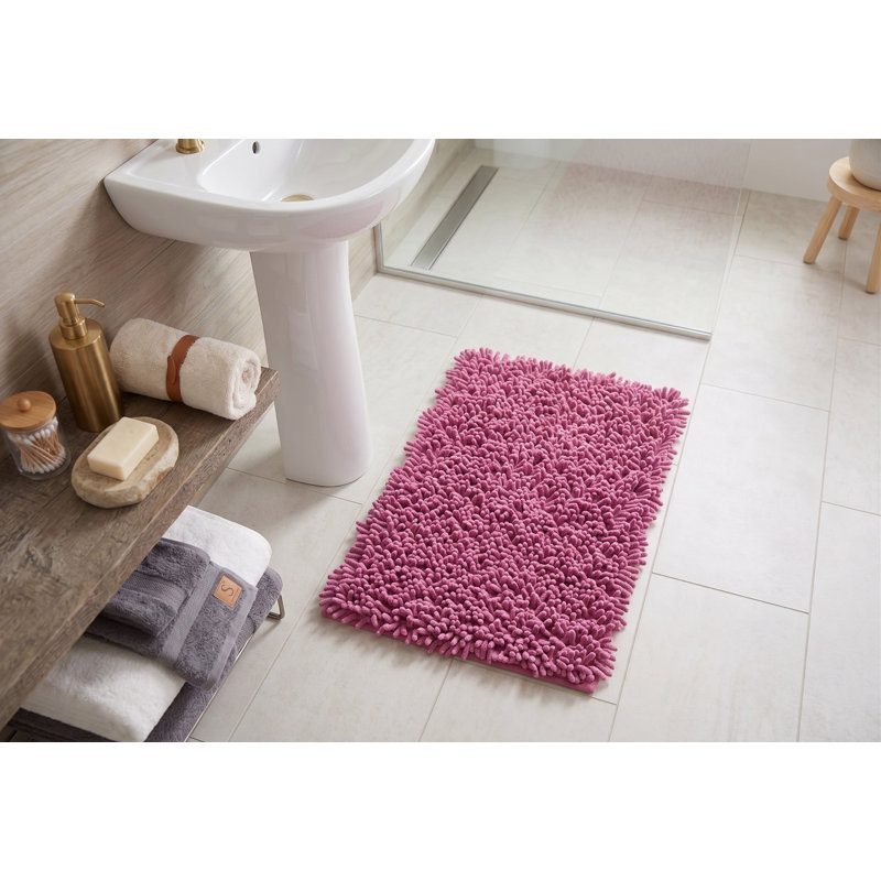 Tapis à poils longs rose en coton, Rectangle 2 pi x 3 pi