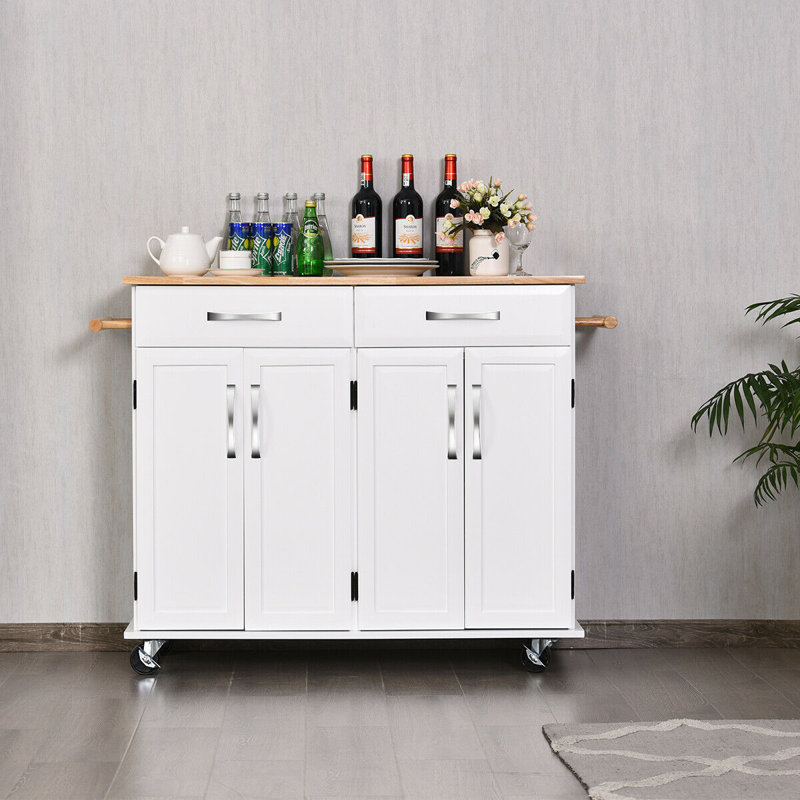 Trevin Solid Wood Top Kitchen Island, White