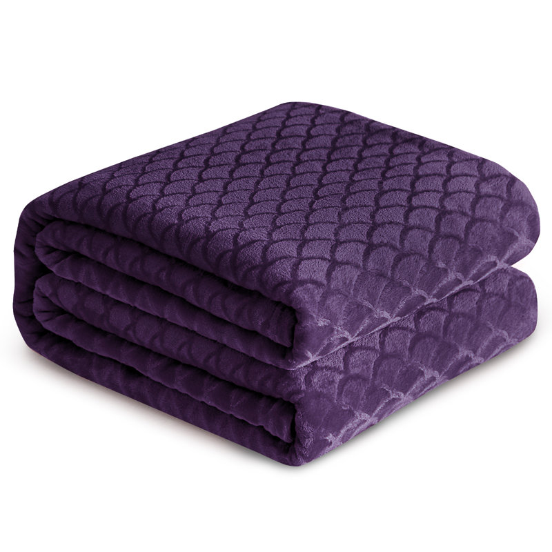 Couverture en flanelle brossée pourpre grand, Mauve, Grand lit
