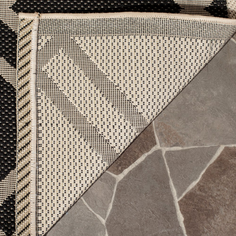 Kellogg Hooked Black/Beige Indoor/Outdoor Rug, Rectangle 79 x 152 cm