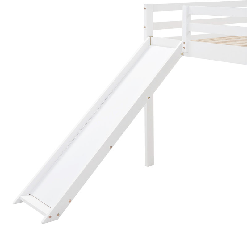 Lit mezzanine en bois massif avec glissade sécurisée en blanc - offrant la tranquillité d'esprit convoitée pour le désir