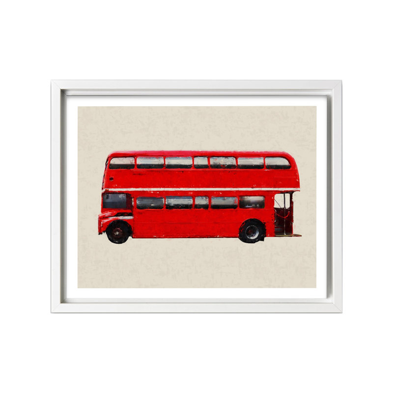 Autobus à deux étages, Canvas, 12"H x 16"W, White Framed