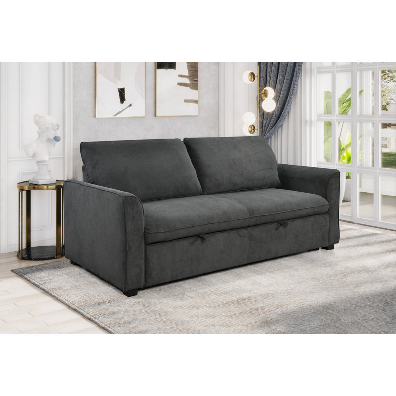 Causeuse-lit futon avec dossier réglable Sriram, Gris foncé