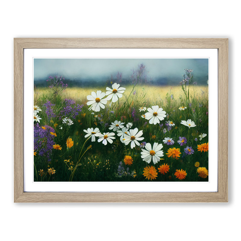 Epic Wildflowers Floral - Framed Print, 34cm H x 46cm W x 2cm D, Oak