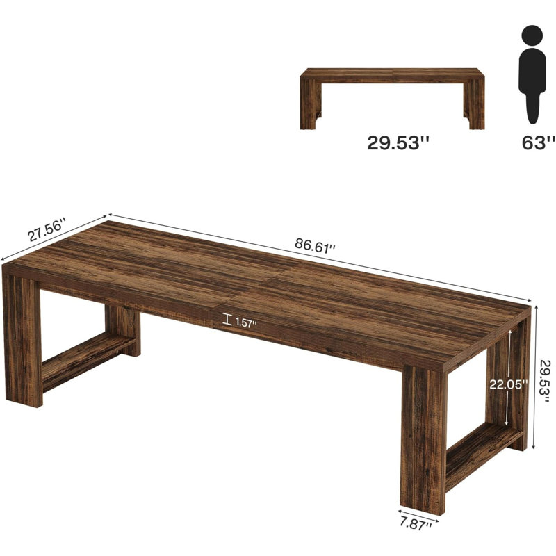 Grande table de salle à manger robuste, bois aggloméré, style maison de campagne rustique pour la salle à manger et la maison