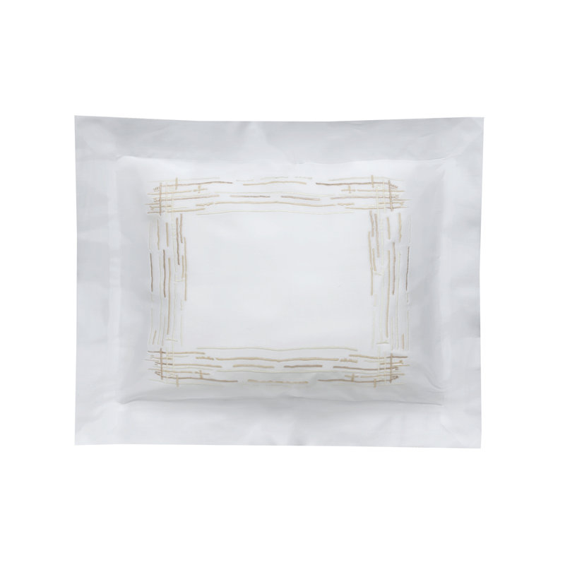 Graffiti Embroidery By DEA Sateen Sham, Boudoir Sham, White/Colonial Grey
