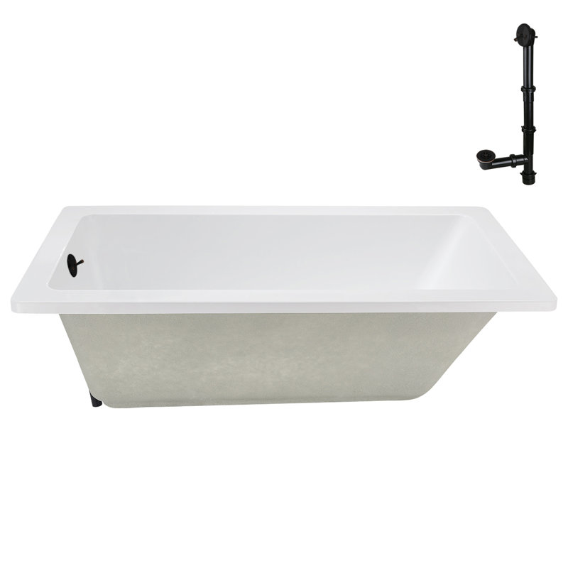 66" x 34" Acrylic Soaking Drop-In Bathtub, Drain Included, Matte Oil Rubbed Bronze