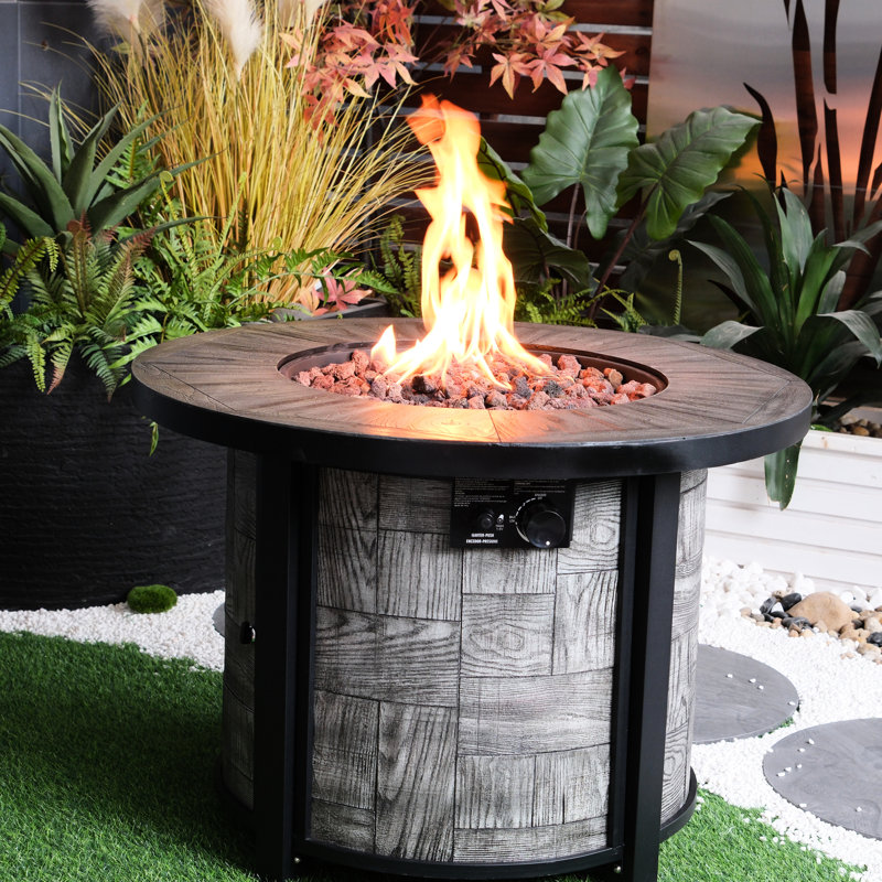 Foyer d'extérieur 50 000 - carré de béton, propane, pierres de lave, couvercle de table d'appoint imperméable au propane carré avec utilisation