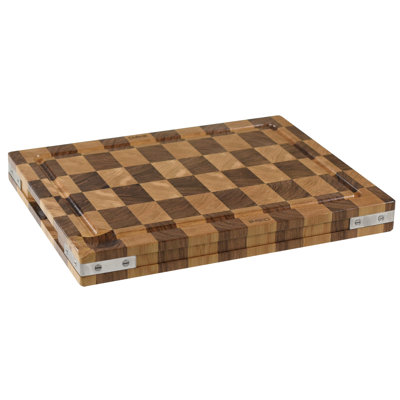 Maratea Walnut and Oak Wood Stationary Checkerboard Block Chopping Board