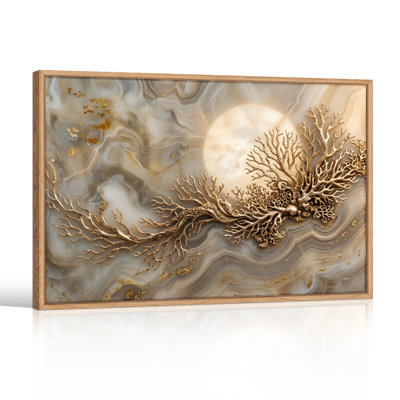 Marbre corail, reproduction d'art sur toile, ensemble de 1