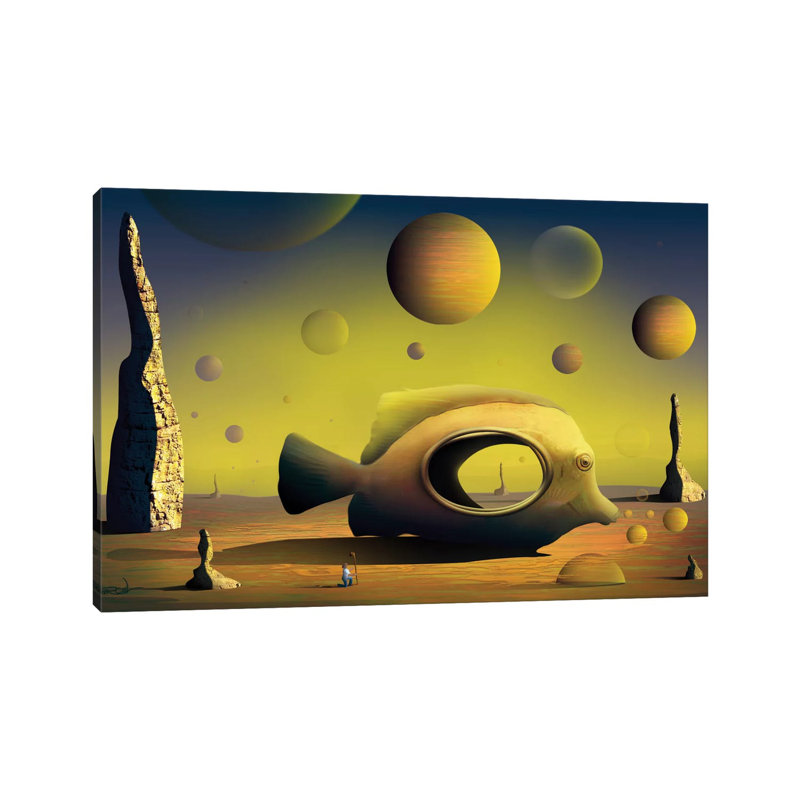 Paisagem Com Peixe (Landscape With Fish) by Marcel Caram - Print on Canvas, Wrapped Canvas, 20.32 cm H x 30.48 cm W