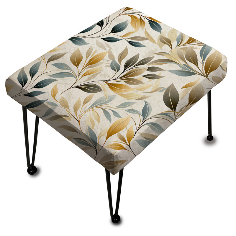 Neutral Leaves II - Plants Rectangle Ottoman