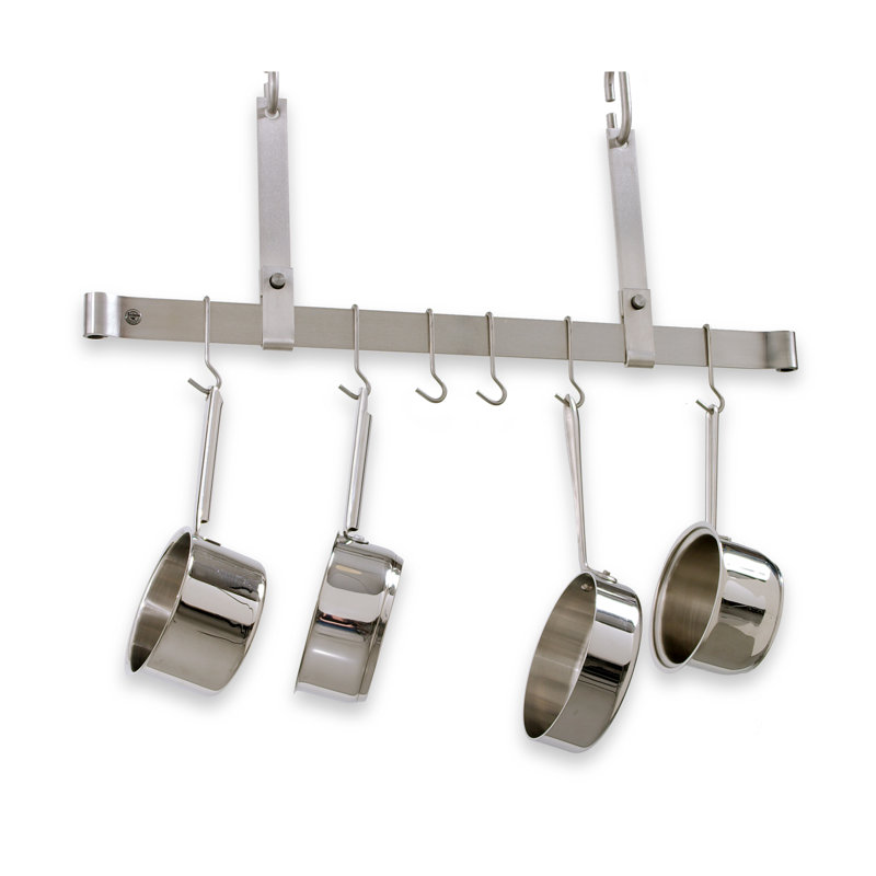 Handcrafted Adjustable Ceiling Bar, 19.5" H x 48" W x 1" D, Stainless Steel