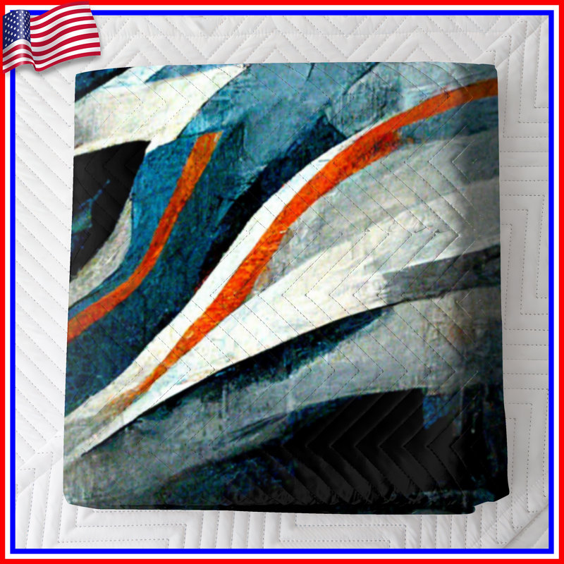 Blue Abstract Waves Quilted Bedspread All Sizes, Twin