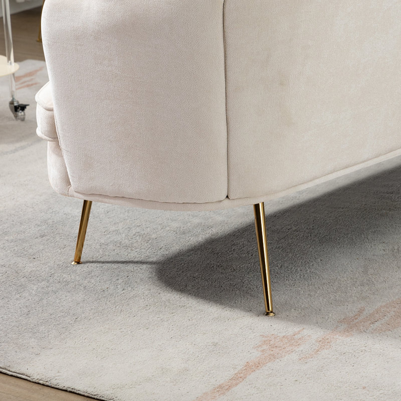 Causeuse avec pieds robustes en métal, Beige