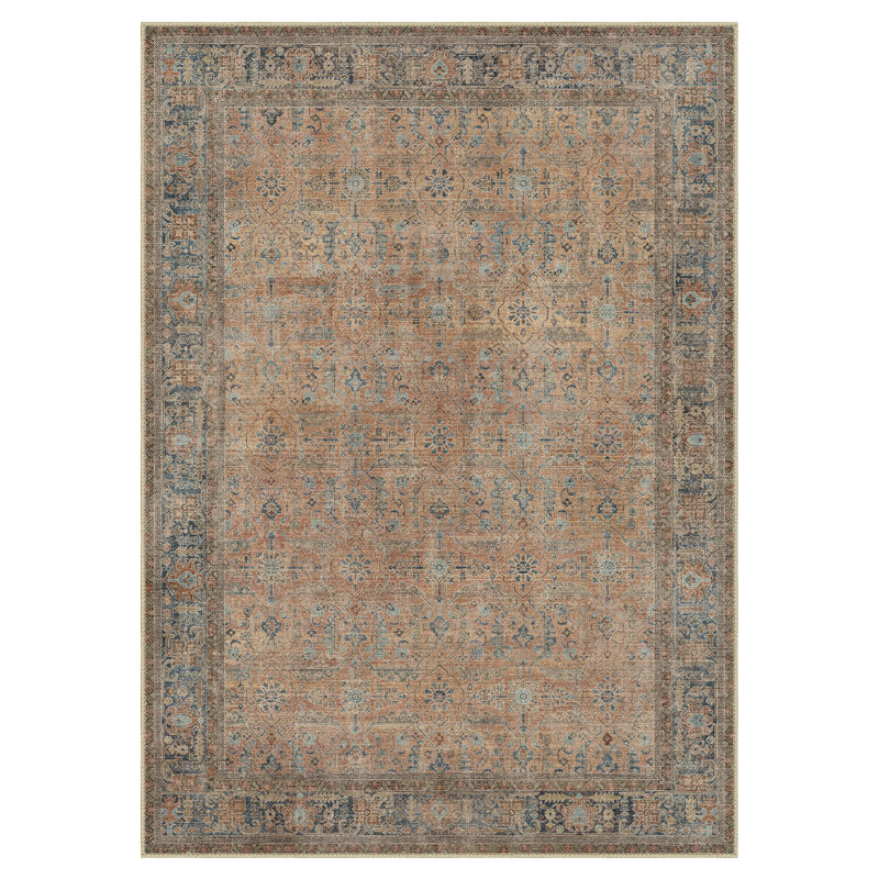 Luftim Oriental Non-Slip Washable Performance Brown / Tan Indoor Area Rug, Taupe, Rectangle 5' x 7'
