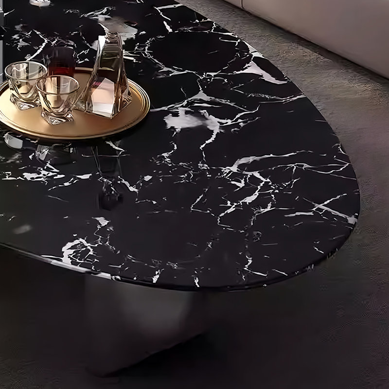 Table basse flottante ovale en marbre, H 15 po x L 59,1 po x l 31,5 po