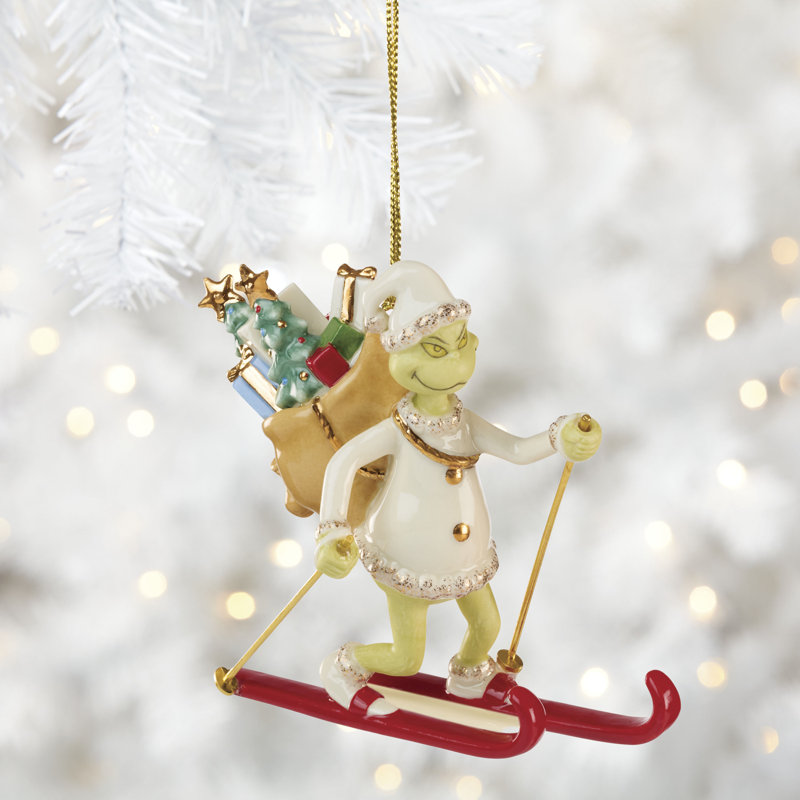 Lenox Grinch On Skis Ornament