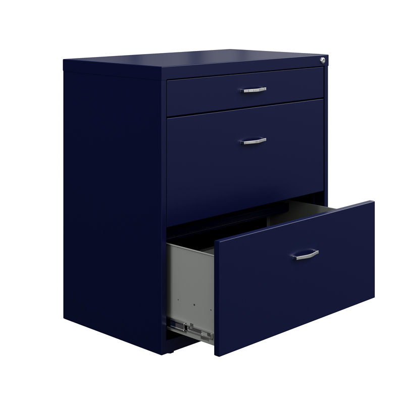 Clete 30 " Wide 3 Steel Lateral Filing Cabinet, Blue
