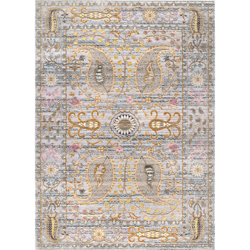 Tapis oriental gris clair Chidsey, Rectangle 5 pi 3 po x 7 pi 7 po