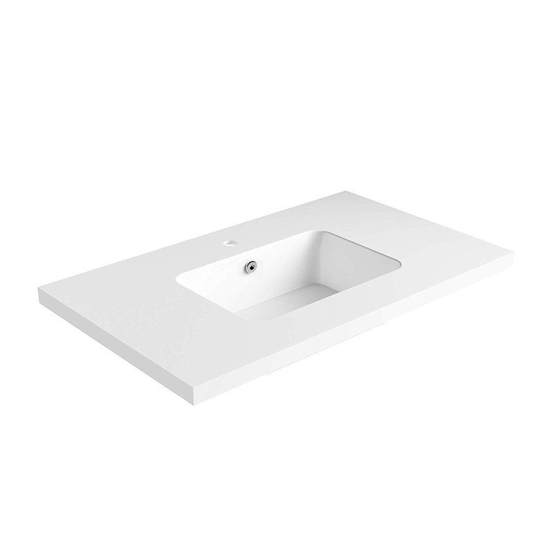 37" White Stone Vanity Top with Integrated Basin