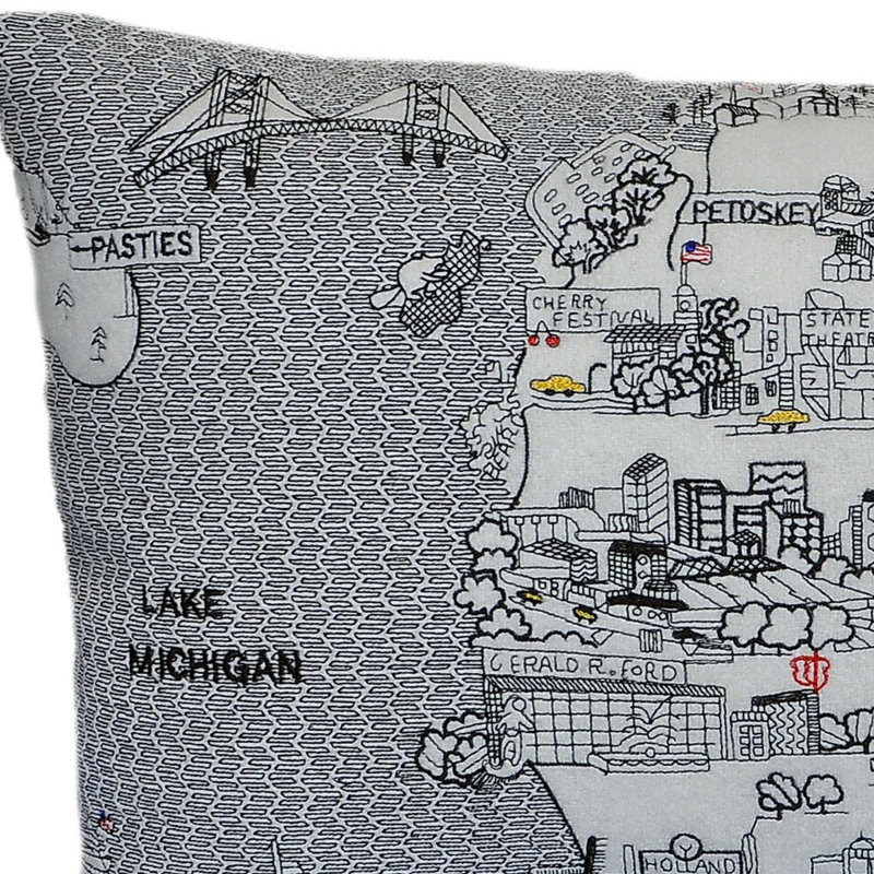 Coussin lombaire 24 po Minneapolis, Blanc / gris