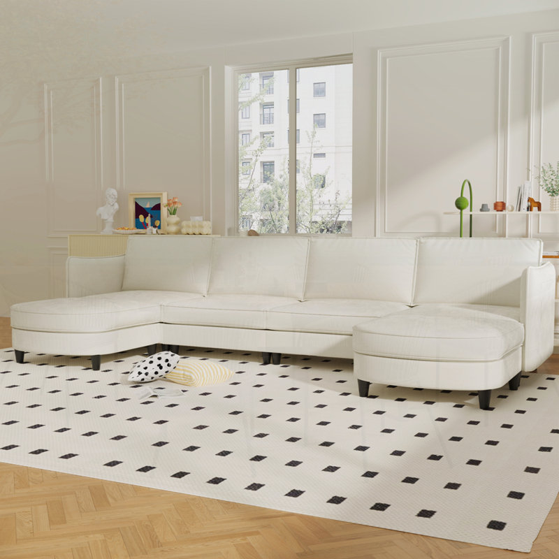 Canapés en U avec repose-pieds mobile, Beige