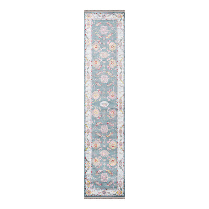 Tapis Haefner_Gris et bleu, Tapis de couloir 2 pi 7 po x 12 pi