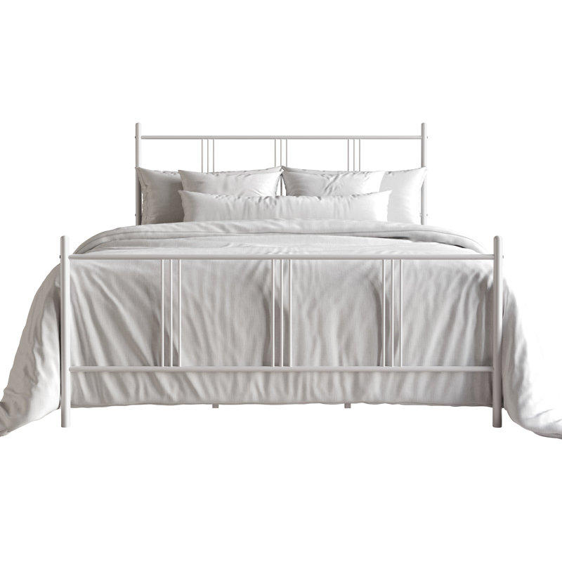 Lit plateforme en métal blanc, Twin, White