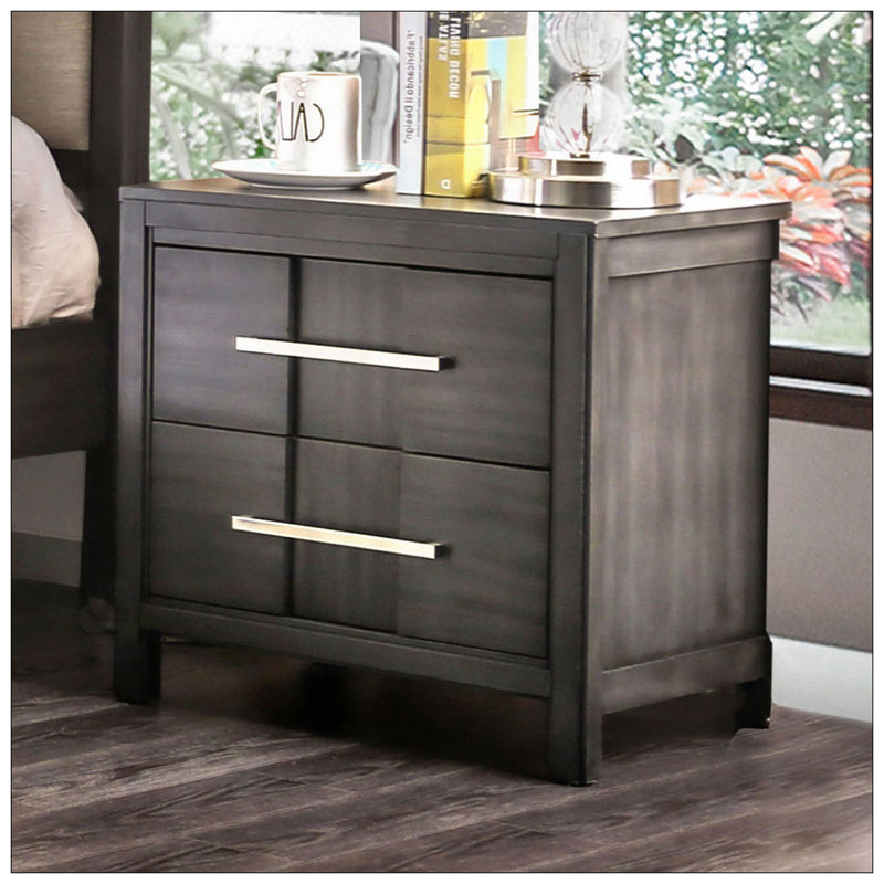Belle table de chevet de style transitionnel avec tiroirs doublés de feutre pour un rangement élégant dans la chambre à coucher