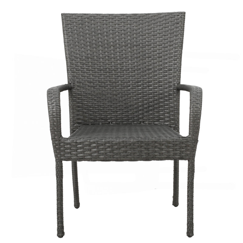 Chaise empilable en osier PE gris 1 pièce