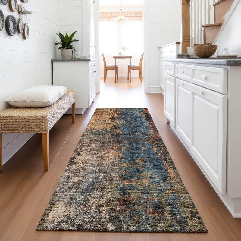 Premium Machine Washable Dominick AMF1204 Abstract Rug, Runner 2'3" x 7'6"