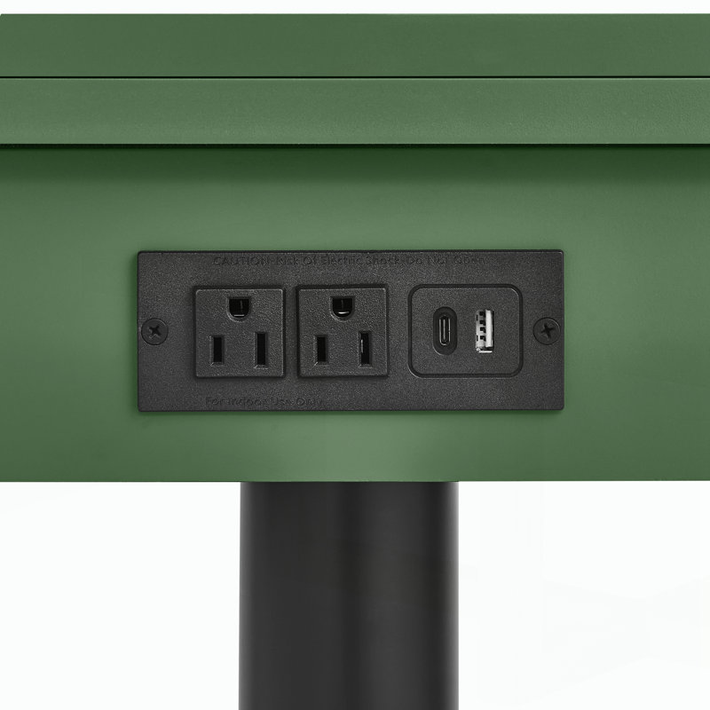 Table de bout roulante à hauteur réglable laquée ultrabrillante avec station de charge, Green
