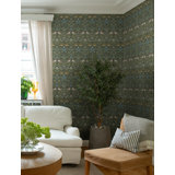Bird Brown Floral Thicket Wallpaper