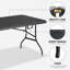6Ft Black Multi-Functional Outdoor Folding Leisure Picnic Game Party Table