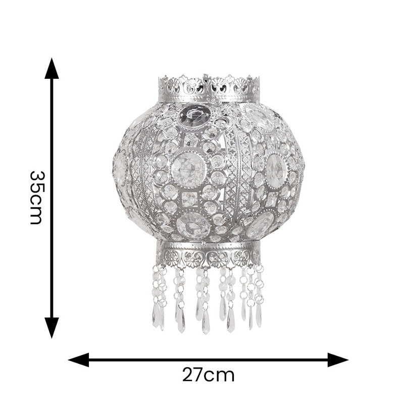 35cm H Metal Round Pendant Shade, Silver