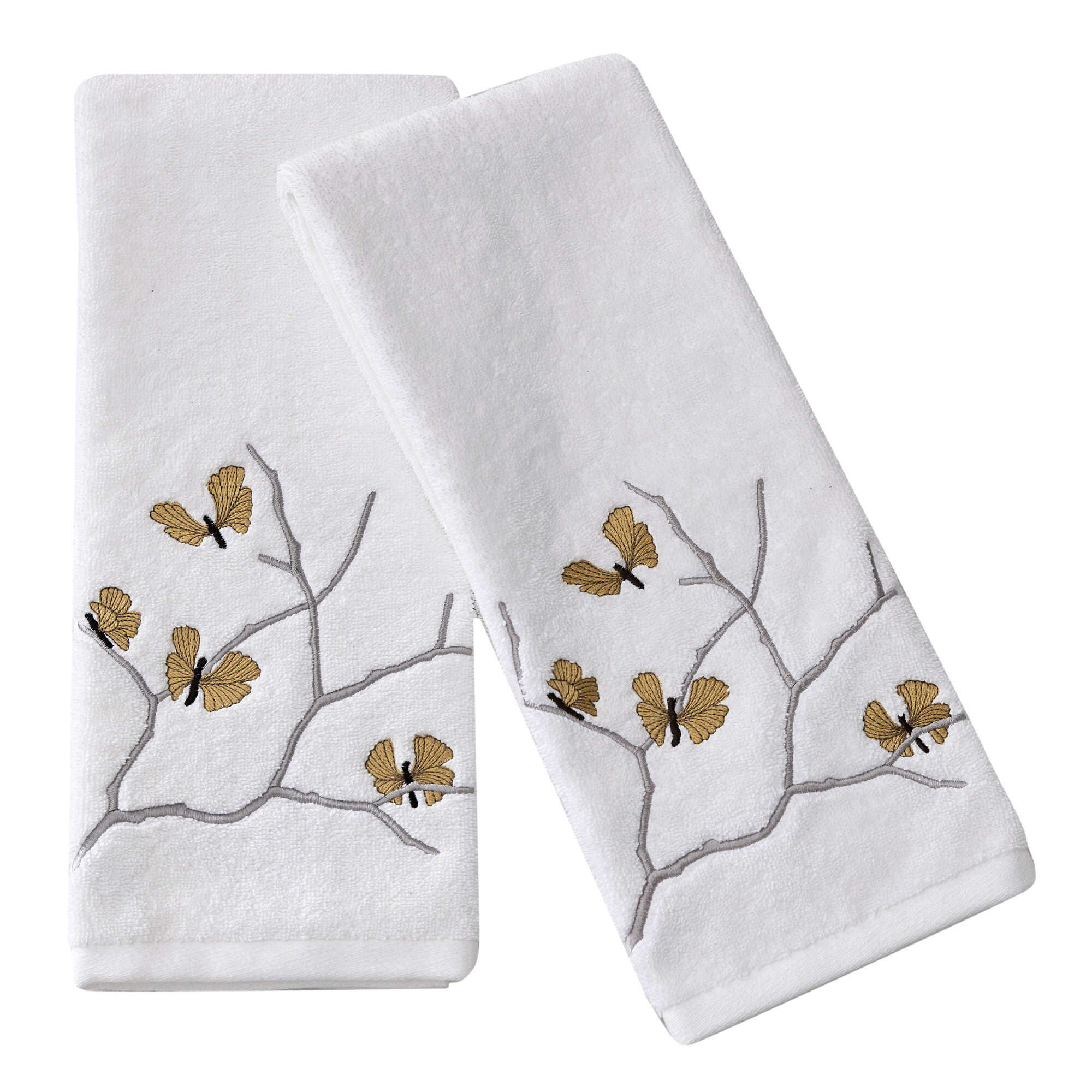 Floral Wreath Embroidered Luxury Cotton Hand Towel